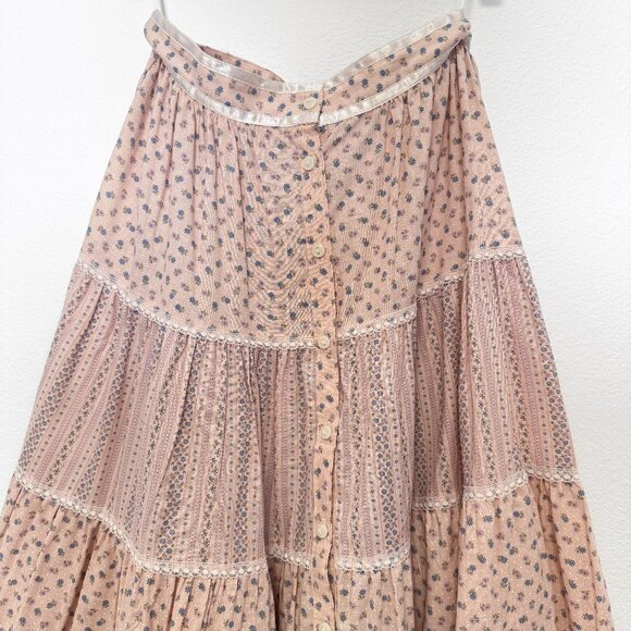 Vintage Jessica's Gunnies Gunne Sax Button Front Prairie Skirt Size 5 23" Waist - Picture 2 of 10